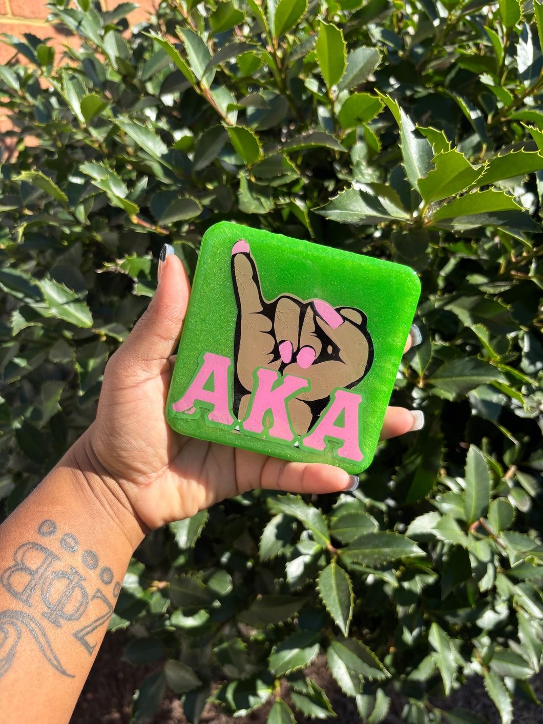 Alpha Kappa Alpha Sorority Coaster | Durable Resin & Vinyl Design