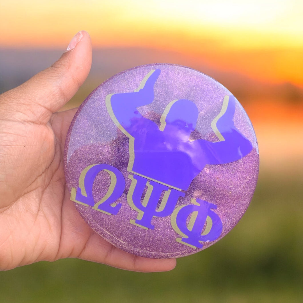 Unique Omega Psi Phi Fraternity Resin Coasters - Greek Life Decor