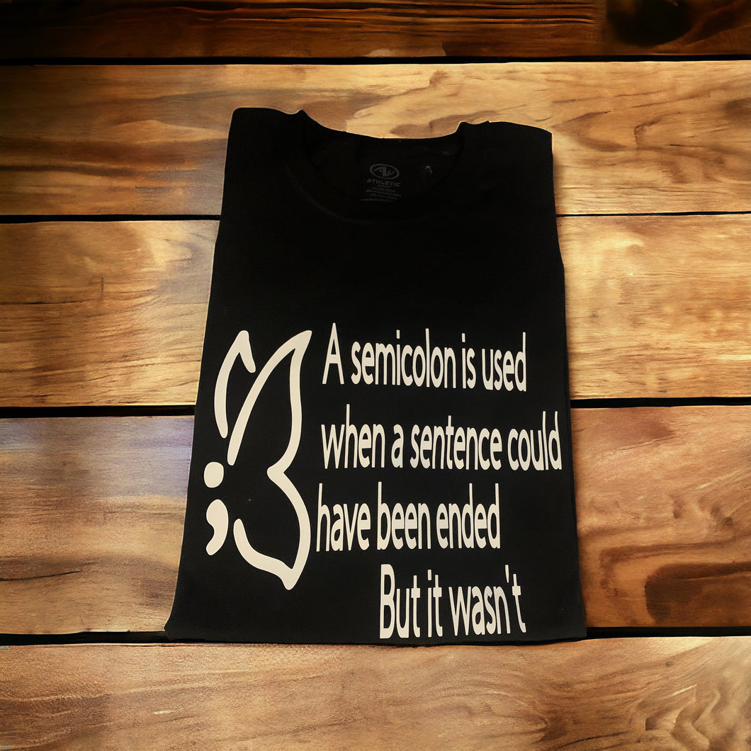 Semicolon Butterfly Tee - Symbol of Strength and Resilience for Your Journey