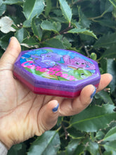 Load image into Gallery viewer, Whimsical Purple and Red Resin Coasters with Care Bear Theme
