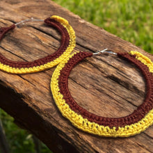 Load image into Gallery viewer, Boho Chic Yellow and Brown Crochet Earrings
